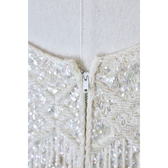 Vintage 1960s Mai Ling Beaded Shell Top Made In Hong Kong Sleeveless Cream - Picture 9 of 12